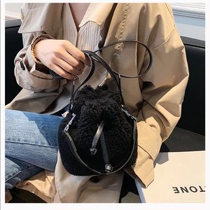 Fleece DrawString Bucket Nag+Faux Fur Purse+Cross Body+HandBag+Instagram…